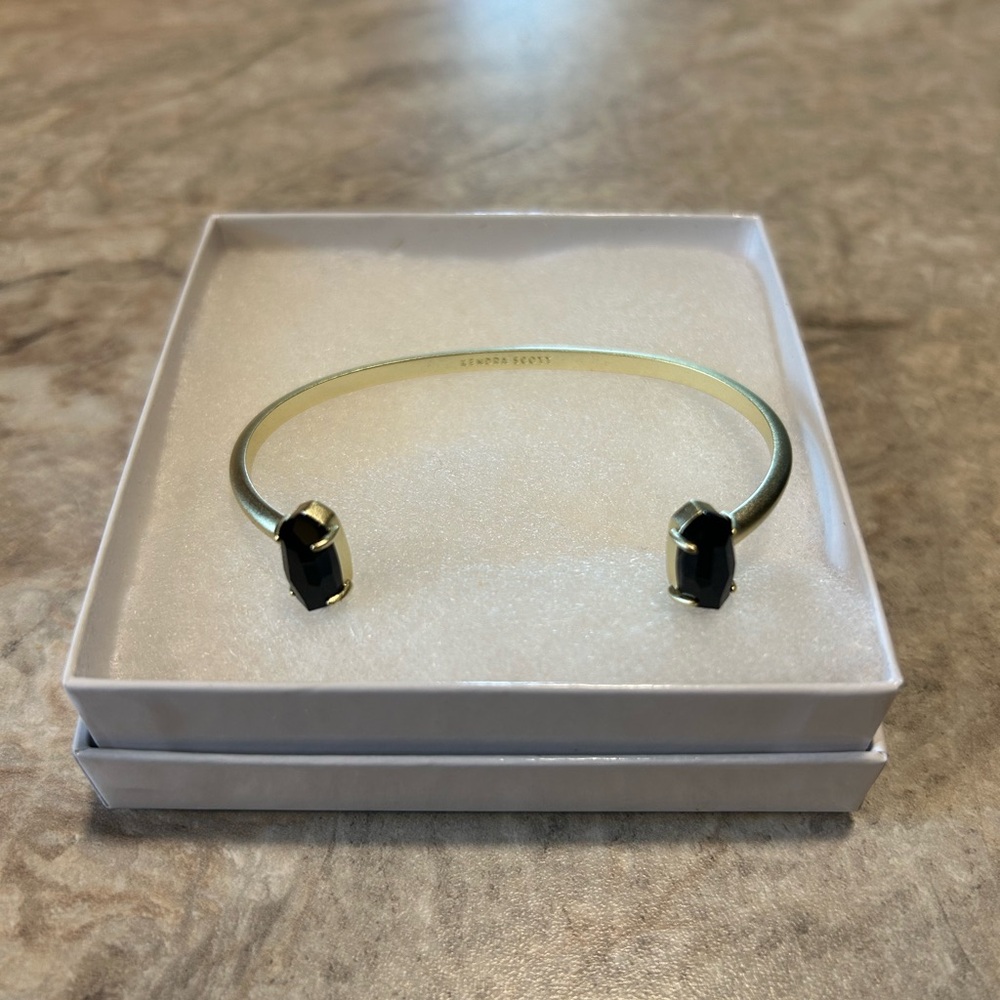 Kendra Scott Gold Cuff Bracelet with Black Stones